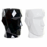 Planter DKD Home Decor 29 x 26 x 34,5 cm Face Black White Resin (2 Units)